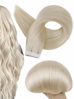 Goo Goo 22in #60 Platinum Blonde Remy Tape In Extensions